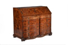 A North Italian figured walnut bureau, mid 18th century