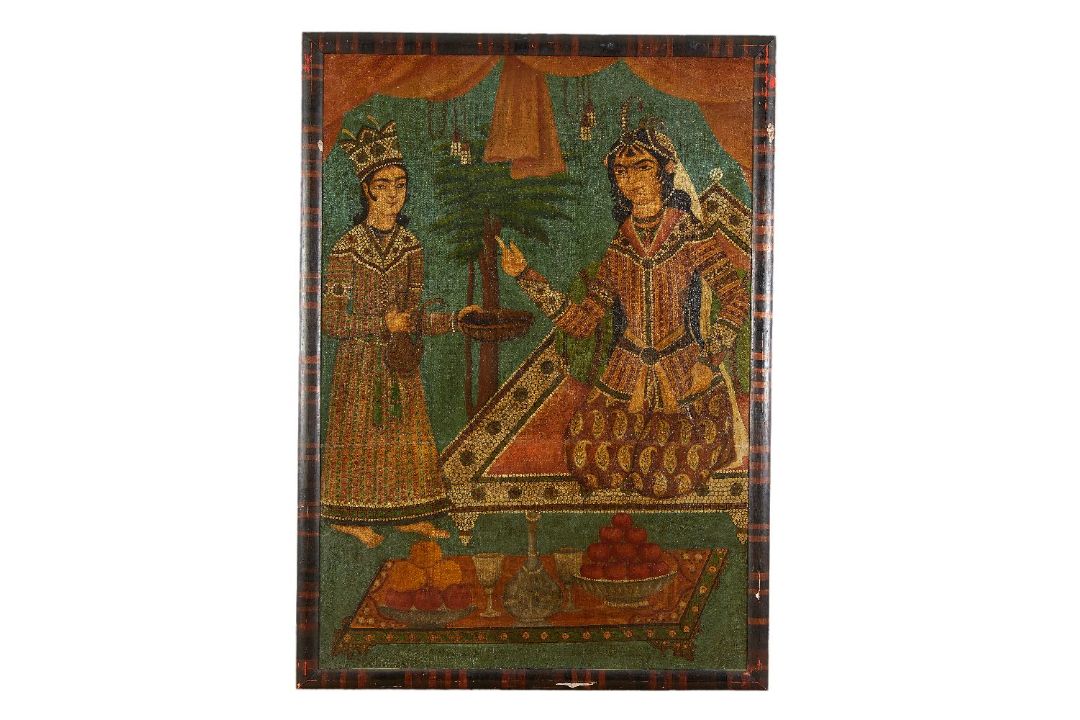 A Qajar portrait of Young Prince in Preparation for an Elegant Feast Persia first half of 19th centu