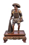 Miya-O Eisuke: A Parcel Gilt Bronze Figure of a Fisherman