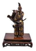 A Japanese Parcel Gilt Bronze Figure of Fujiwara no Yasumasa