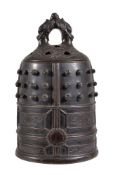 A Japanese Cast Bronze Koro in the form of a Bonsho or temple bell