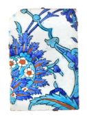 A glazed fritware tile fragment Turkey probably 17th century
