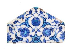 An Iznik glazed fritware half hexagon tile Ottoman Turkey circa 1540