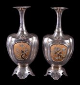 ϒ A pair of Japanese Shibayama-style vases