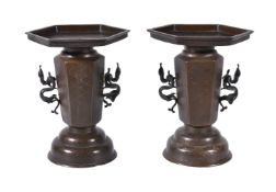 A Pair of Japanese Bronze Vases