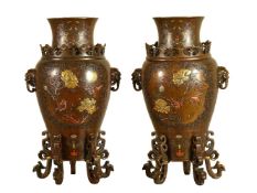 A Pair of Japanese Bronze Vases