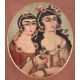 A pair of Qajar 19th century double portraits - Image 1 of 4