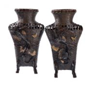 An Unusual Pair of Japanese Bronze Vases