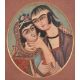 A pair of Qajar 19th century double portraits - Image 2 of 4