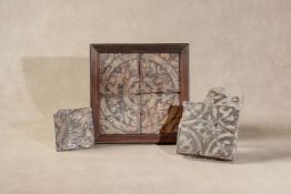 A mixed group of six Mediaeval encaustic glazed tiles,