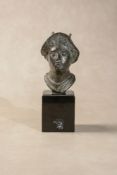 A Roman bronze model of the head of Hermes