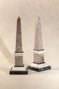 A pair of Continental marble models of obelisks