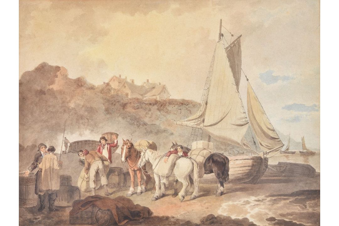 Francis Wheatley (British 1747-1801)Unloading the catch - Image 1 of 3