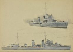 λ Montague Dawson (British 1890-1973)Aspects of a Battleship