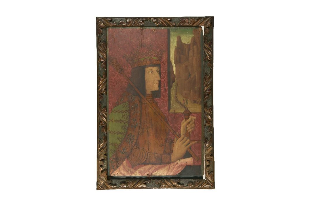 Continental School (19th century)Portrait of a king in armour, side profile - Image 2 of 3