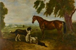 Dutch School (19th century)Study of a horse and dogs