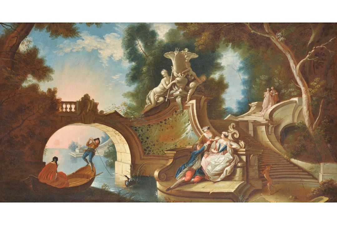 Circle of Jacques de Lajoue (French 1687-1761)Scene galante dans un parc - Image 1 of 4