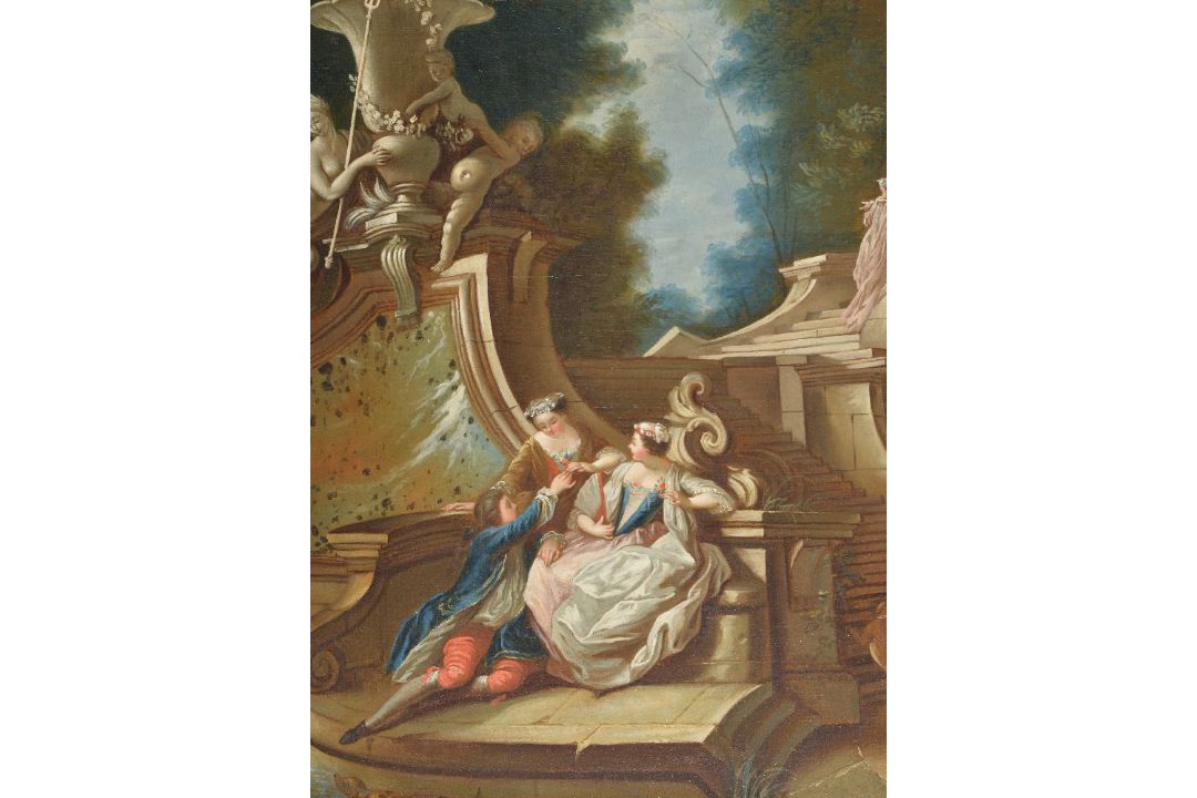 Circle of Jacques de Lajoue (French 1687-1761)Scene galante dans un parc - Image 3 of 4
