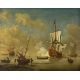 Circle of Peter Monamy (British 1689-1749)Royal Man o'war ship fire a gun salute - Image 1 of 3