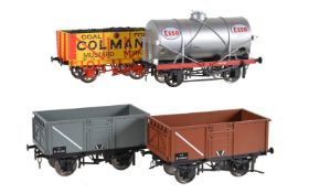A collection of twenty-five gauge 1 open goods wagons and tankers