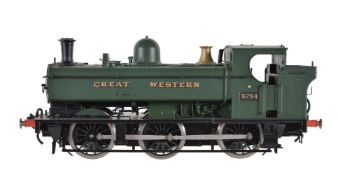 A gauge 1 Sancheng model of a 0-6-0 pannier tank locomotive No 5754