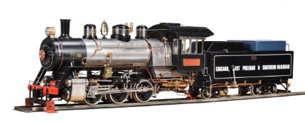 A 5 inch gauge model of a 0-6-0 American Chicago West Pullman & Southern Railroad tender locomotive