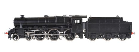 A gauge 1 Bachmann by Finescalebrass model of a 4-6-0 black five tender locomotive