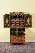 A simulated tortoiseshell and gilt japanned bureau bookcase