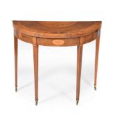 A George III satinwood and marquetry folding card table
