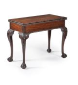 A mahogany and needlework inset folding card table