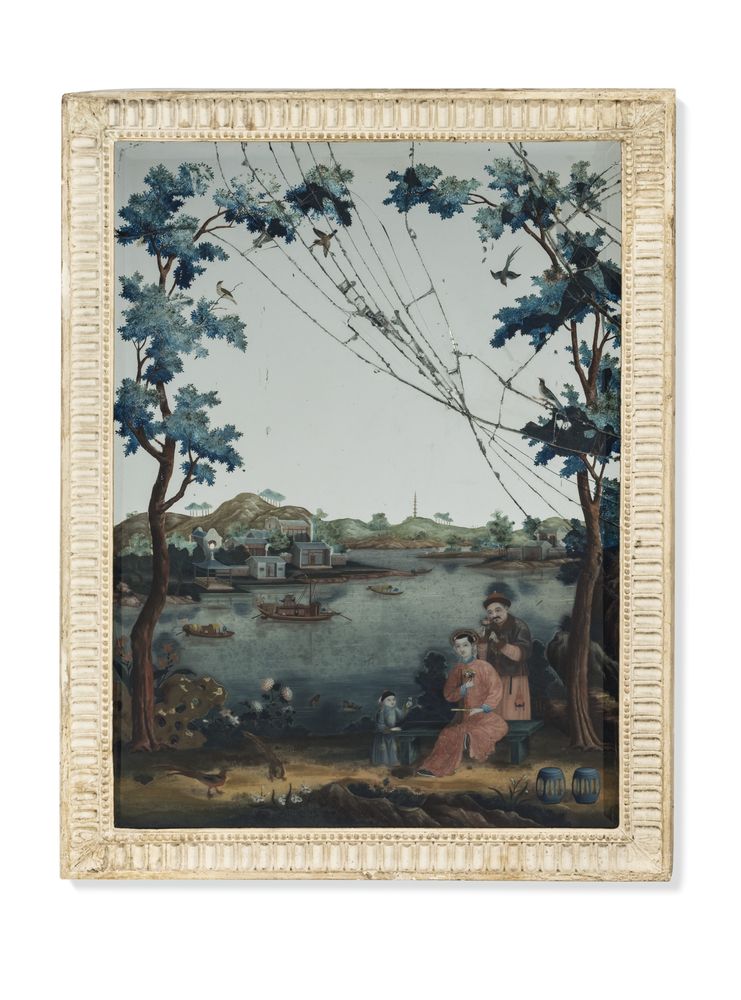 A Chinese Export reverse mirror Painting, Qing Dynasty, last quarter of the 18th century,