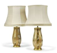 A pair of Japanese Satsuma-type vases, Meiji-Taisho Period, the tapering body with panels of