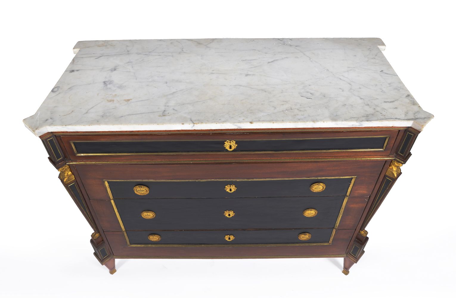 A giltmetal-mounted mahogany and ebony commode, possibly Baltic or Russian, circa 1800, the shaped - Image 3 of 3