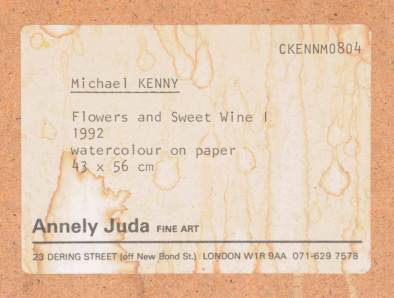 Michael Kenny (British 1941-1999), Flowers and Sweet Wine I - Image 3 of 3