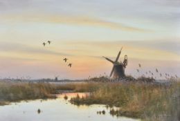 Sir Colin W. Burns (British b.1944), The Flooded Marsh,Runham