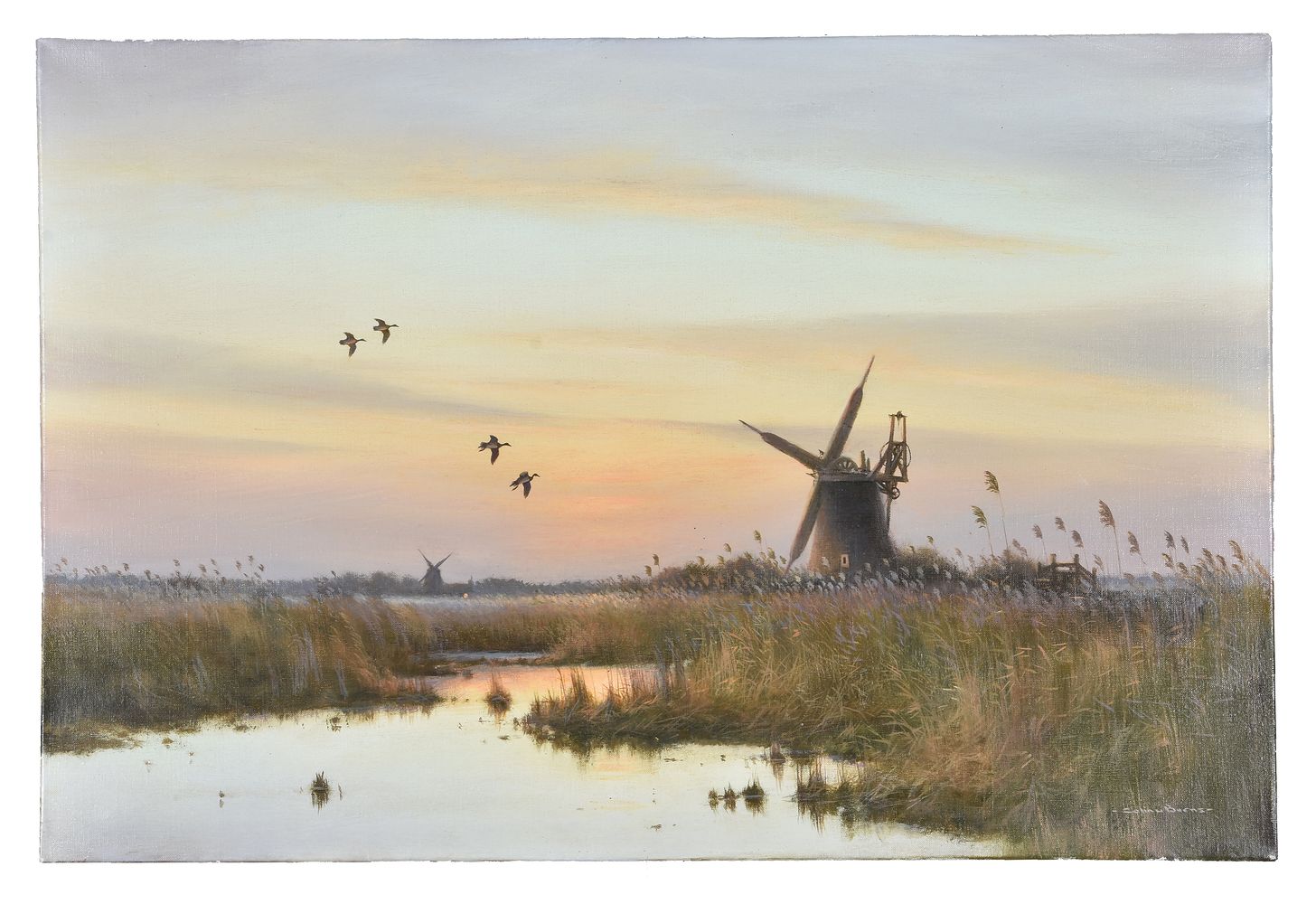 Sir Colin W. Burns (British b.1944), The Flooded Marsh,Runham - Image 2 of 3