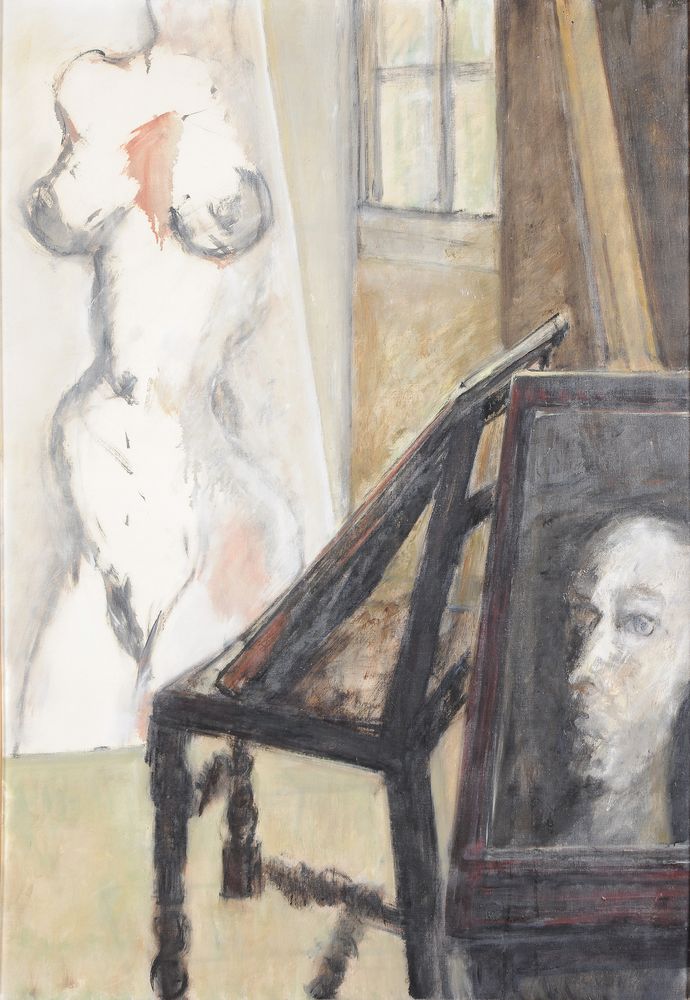 Bernard Dufour (French 1922-2016), Grand nu reflété et tête