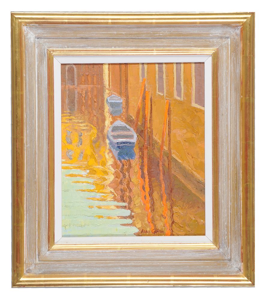 Alan Cotton (British b. 1938), Venice - The Orange Mooring Poles - Image 2 of 3