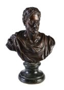 A patinated bronze bust of a Roman Emperor