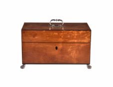 A George III satinwood and silver mounted tea-caddy