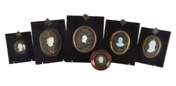 A group of six opaque white bust portrait sulphides