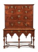 A William & Mary walnut and feather banded chest on stand, circa 1690