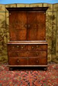 A William & Mary walnut cabinet on chest, circa 1690
