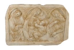 An Italian, probably Tuscan, sculpted marble relief in late 13th/early 14th century style, 19th cent