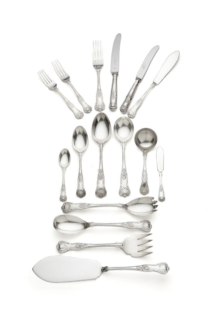A silver King's pattern table service for twelve