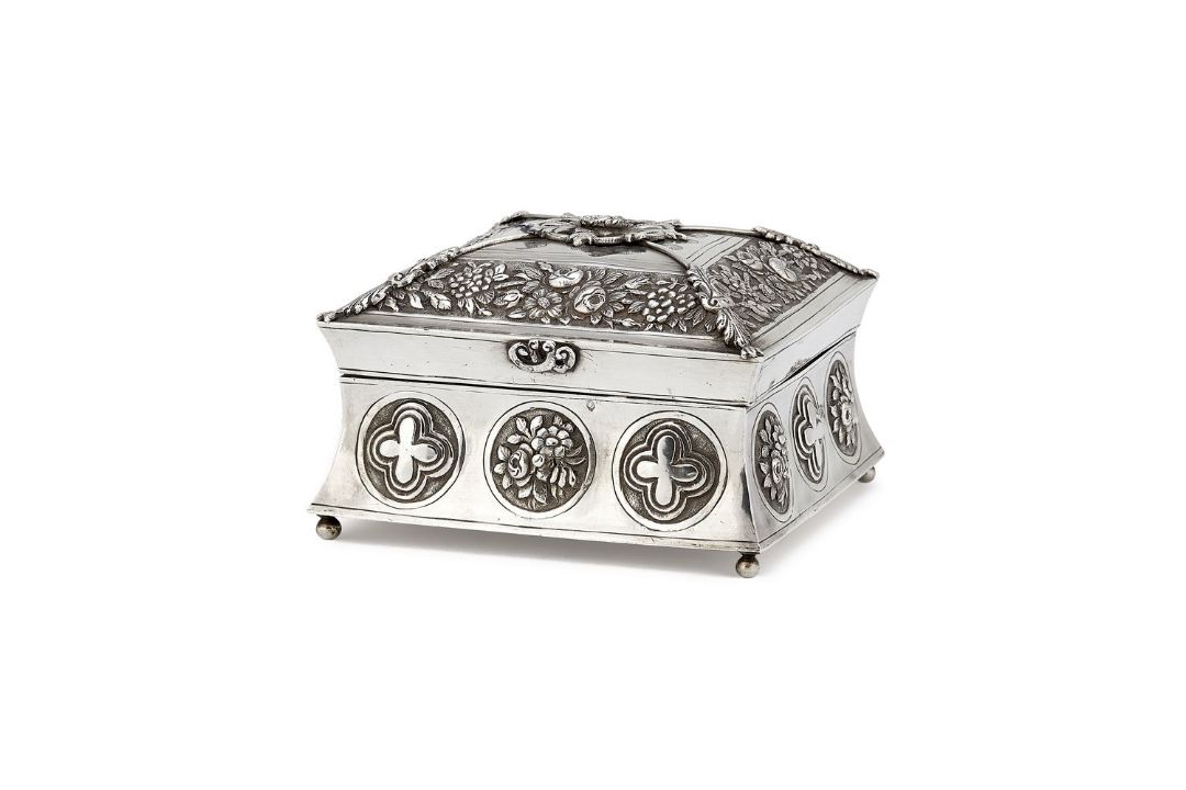 An Ottoman silver square jewellery casket