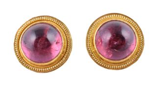 A pair of pink tourmaline ear clips by Natalia Josca