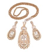 A French diamond suite of jewellery