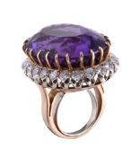 An amethyst and diamond ring