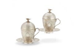A pair of Ottoman silver sahlep cups, covers and stands